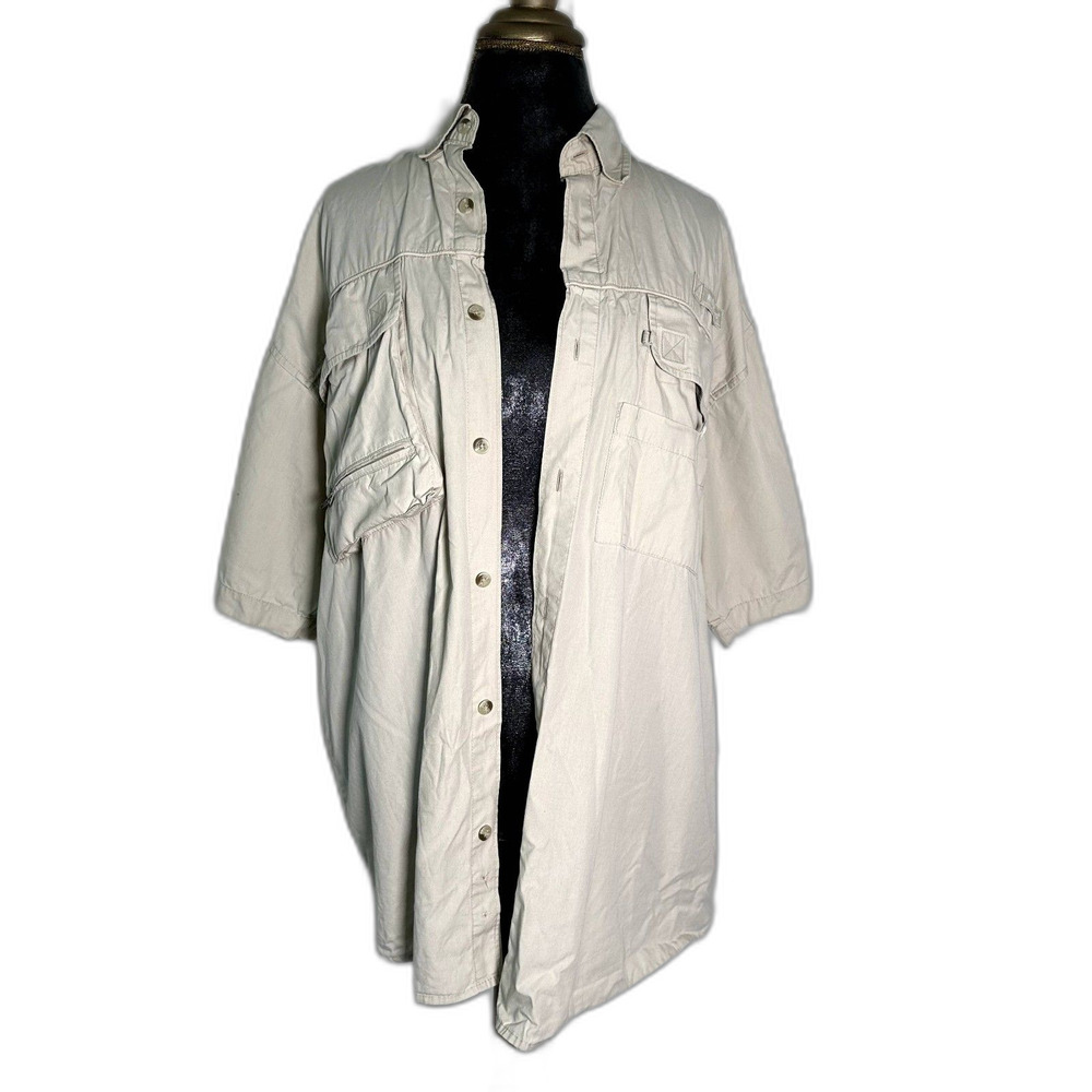 Reel Legends Men’s Fishing Shirt L Vented Outdoor Beige Button Up Cotton